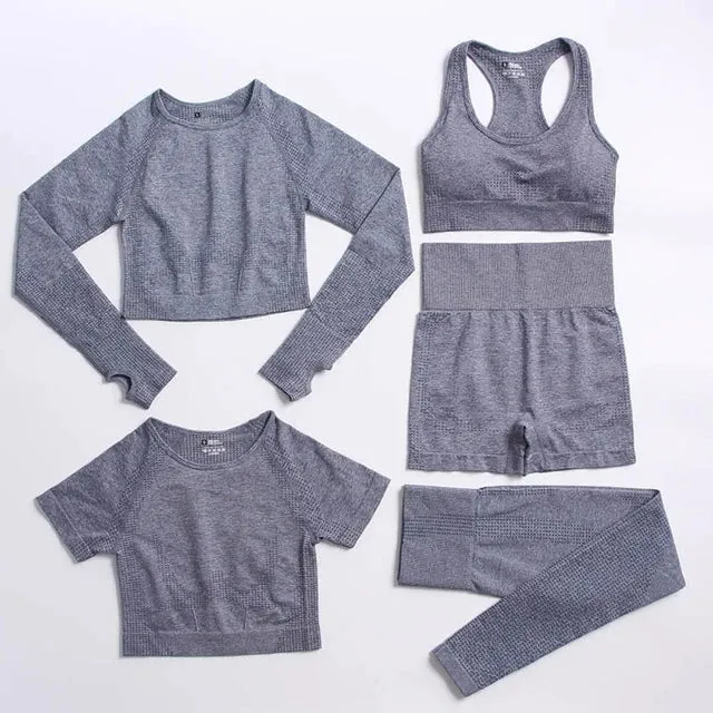 Seamless Yoga Suit: Sports Shirts, Crop Top, Leggings, Gym Clothes Fitness Tracksuit, Workout Set
