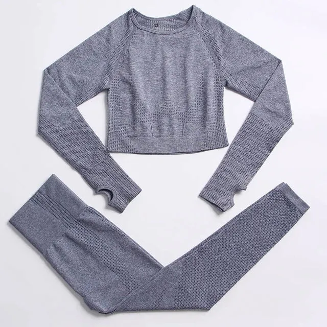 Seamless Yoga Suit: Sports Shirts, Crop Top, Leggings, Gym Clothes Fitness Tracksuit, Workout Set