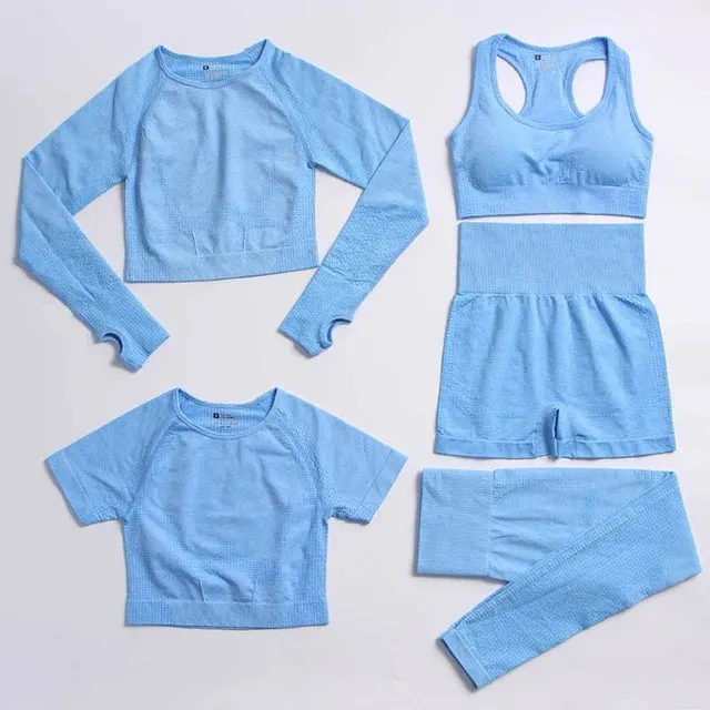 Seamless Yoga Suit: Sports Shirts, Crop Top, Leggings, Gym Clothes Fitness Tracksuit, Workout Set