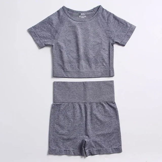 Seamless Yoga Suit: Sports Shirts, Crop Top, Leggings, Gym Clothes Fitness Tracksuit, Workout Set