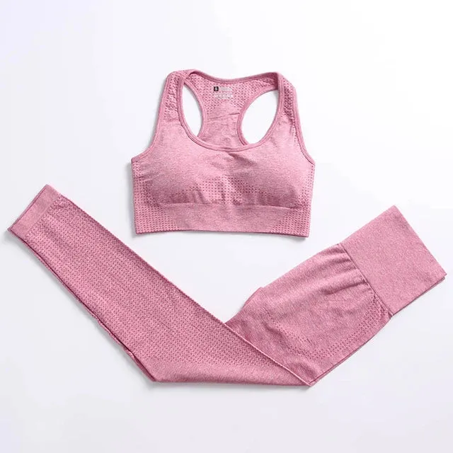 Seamless Yoga Suit: Sports Shirts, Crop Top, Leggings, Gym Clothes Fitness Tracksuit, Workout Set
