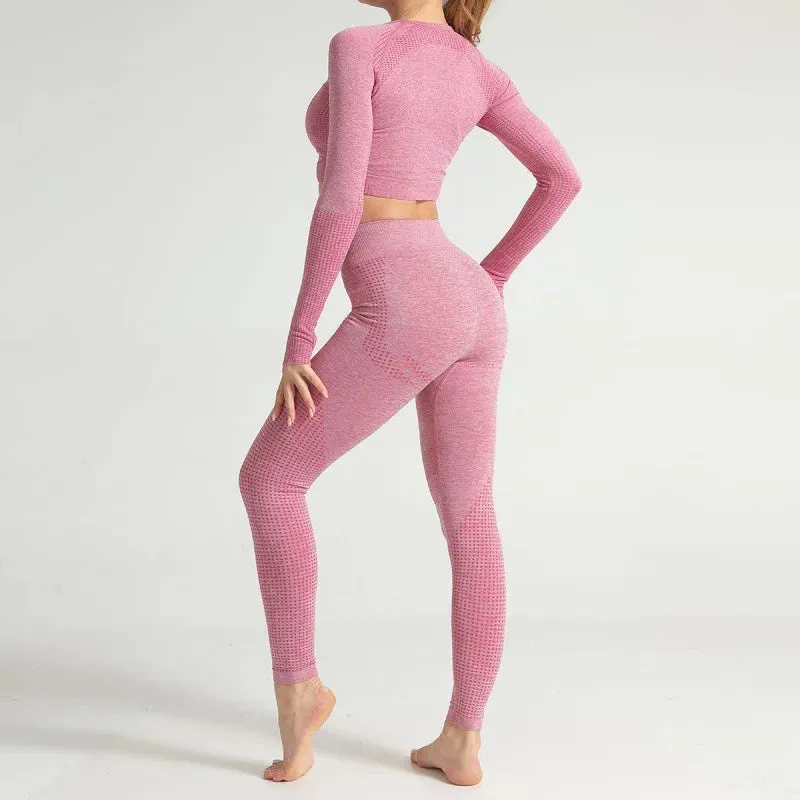 Seamless Yoga Suit: Sports Shirts, Crop Top, Leggings, Gym Clothes Fitness Tracksuit, Workout Set