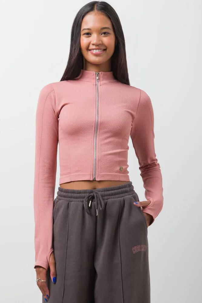 Seamless Zip Through Pink