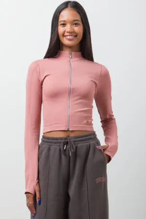Seamless Zip Through Pink