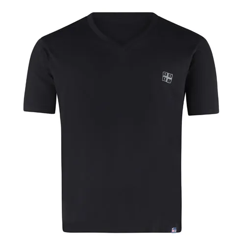 Short Sleeve Tee - Flag left chest & right arm SA flag print - Black