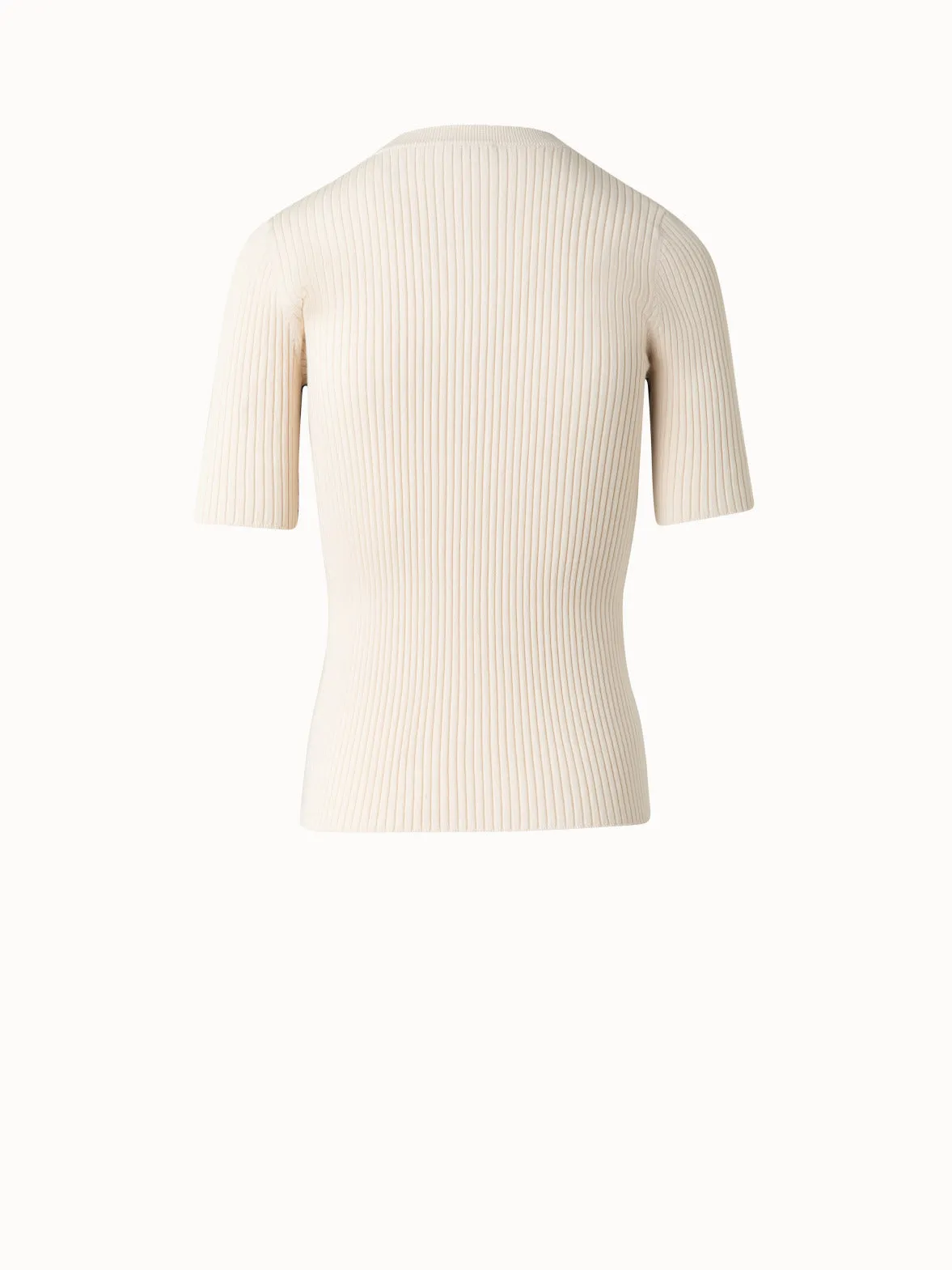 Short Sleeves Sweater with Contrast Stripes
