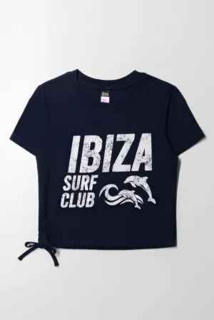 Side Tie T-Shirt Navy