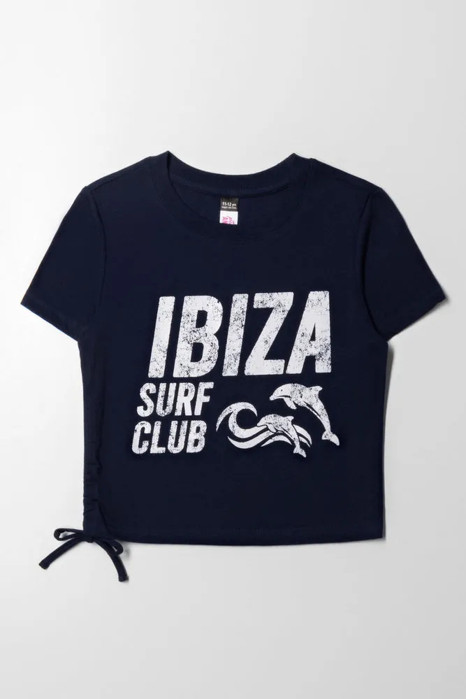 Side Tie T-Shirt Navy