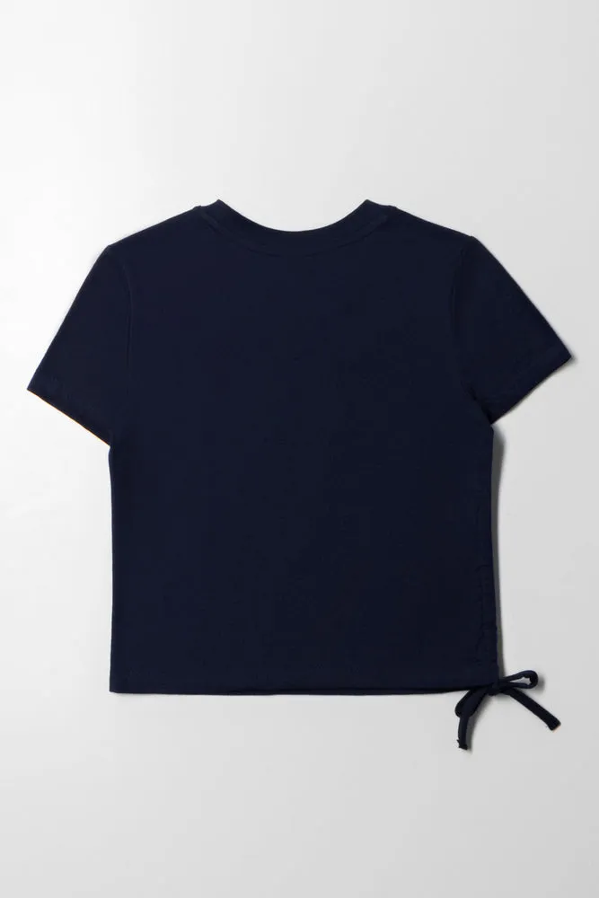 Side Tie T-Shirt Navy