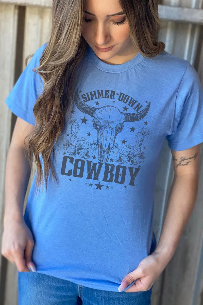 Simmer Down Cowboy Unisex Poly-Rich Blend Tee