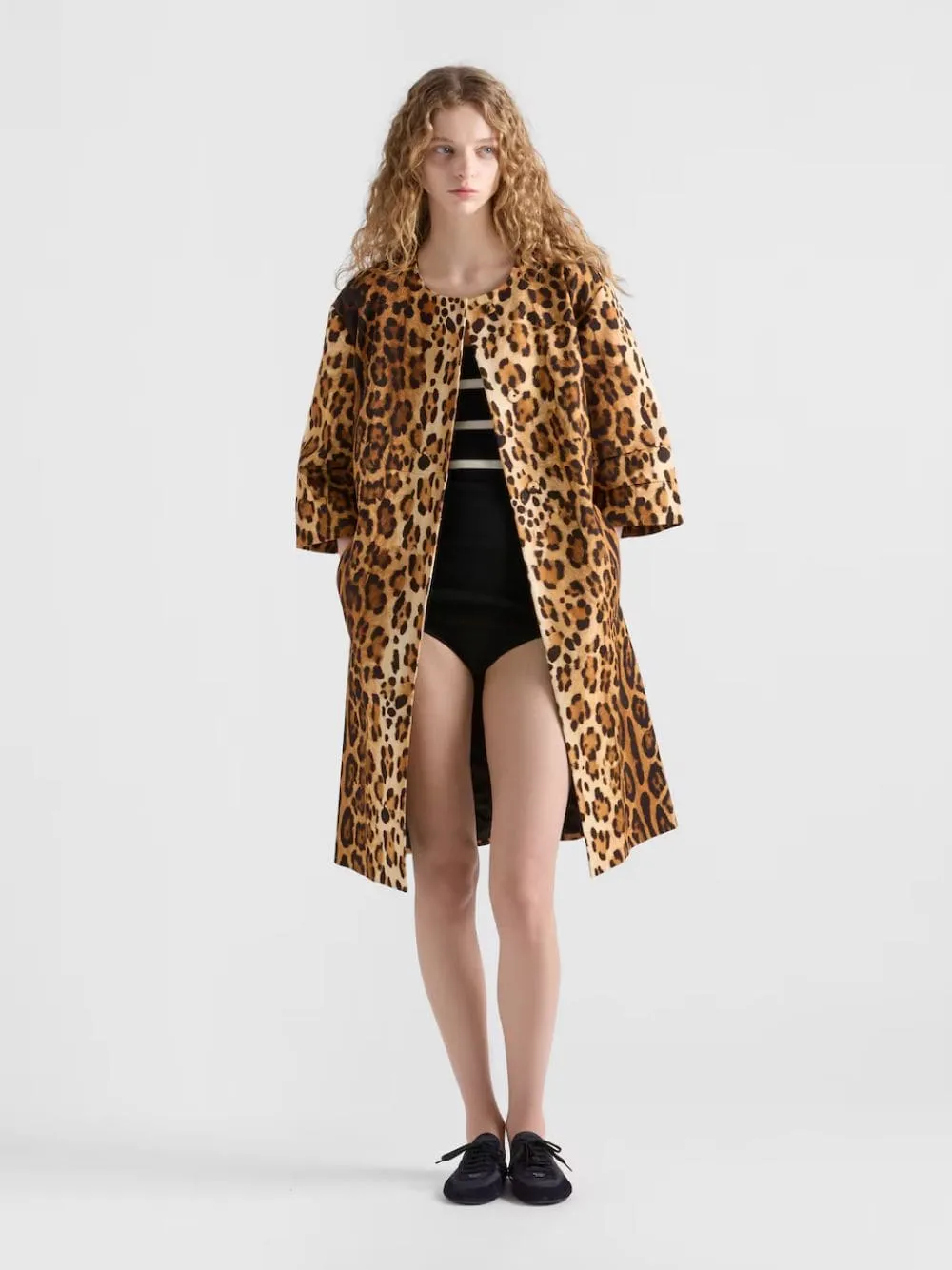 Single-Breasted Animal Print Drill Coat