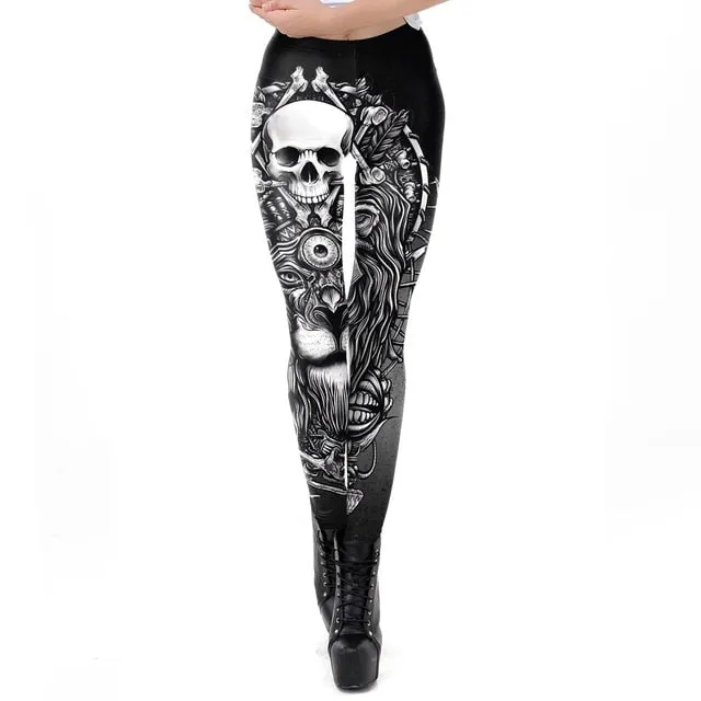 Skull Design Punk Leggings