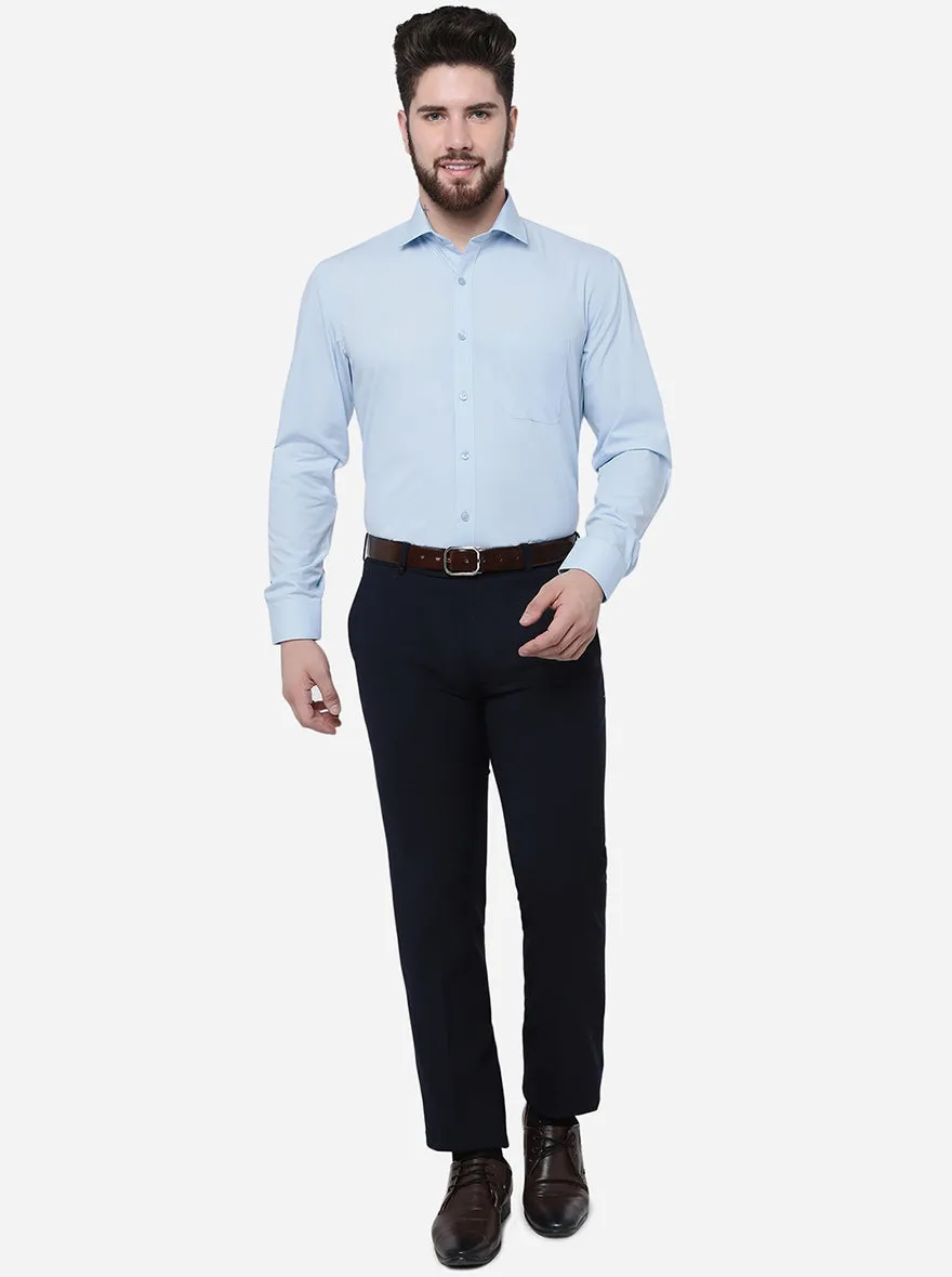 Sky Blue Solid Regular Fit Formal Shirt | Greenfibre