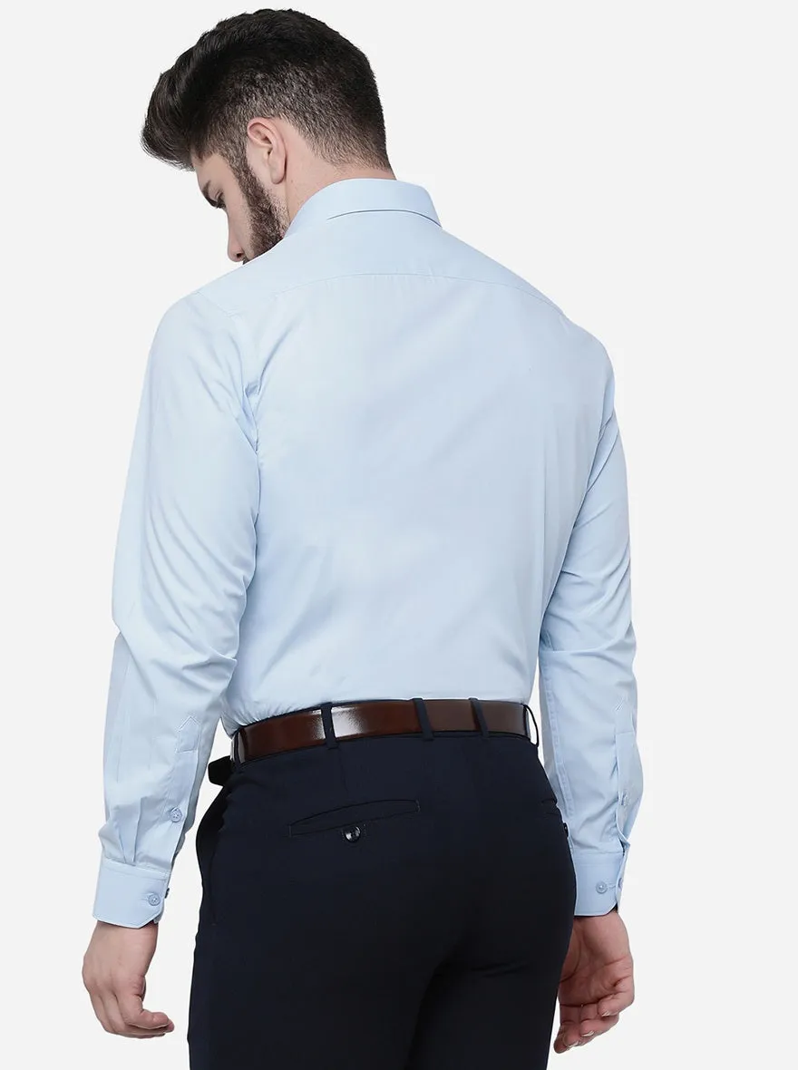 Sky Blue Solid Regular Fit Formal Shirt | Greenfibre