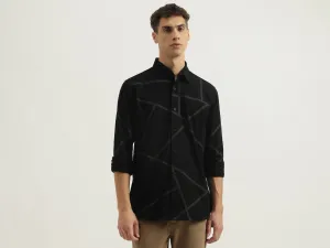 Slim Fit Spread Collar Abstract Shirts