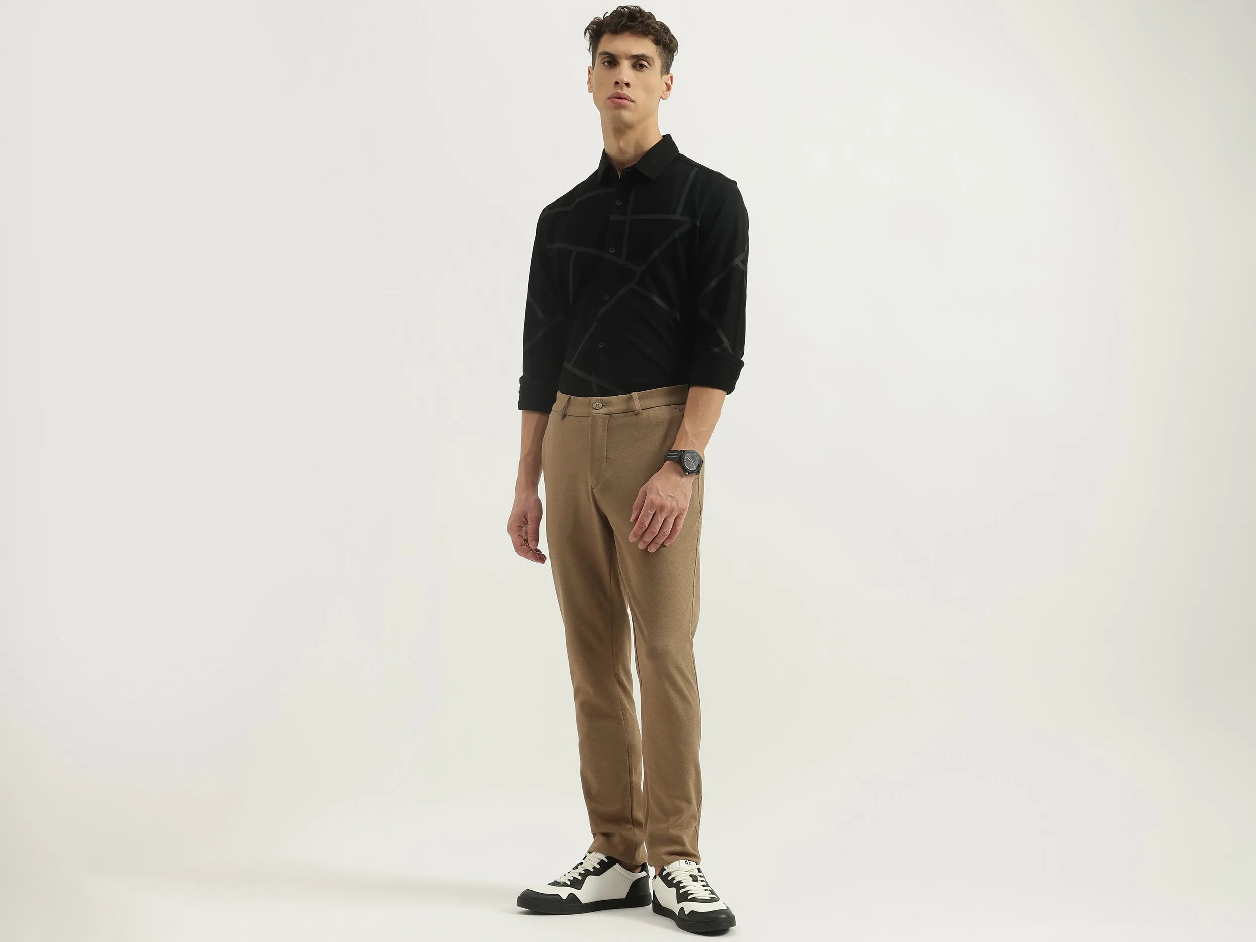 Slim Fit Spread Collar Abstract Shirts