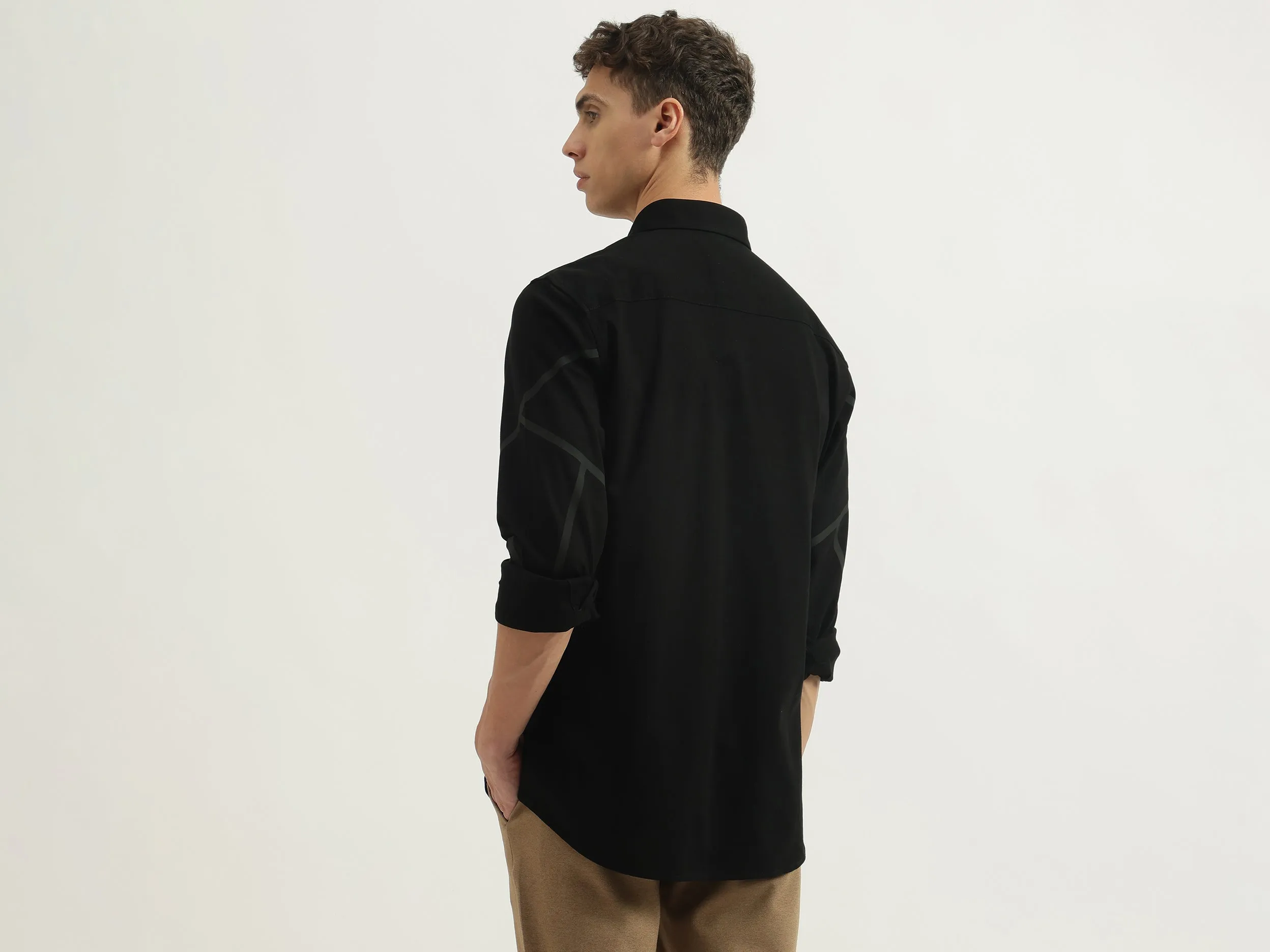 Slim Fit Spread Collar Abstract Shirts