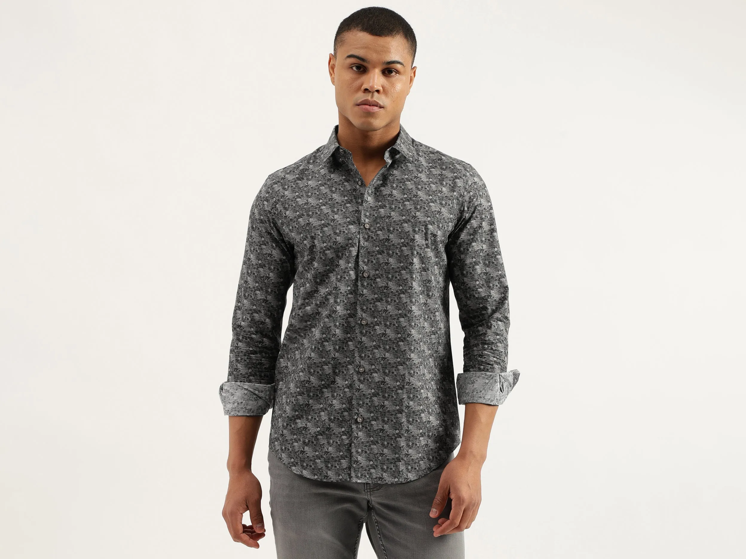 Slim Fit Spread Collar Printed Shirts