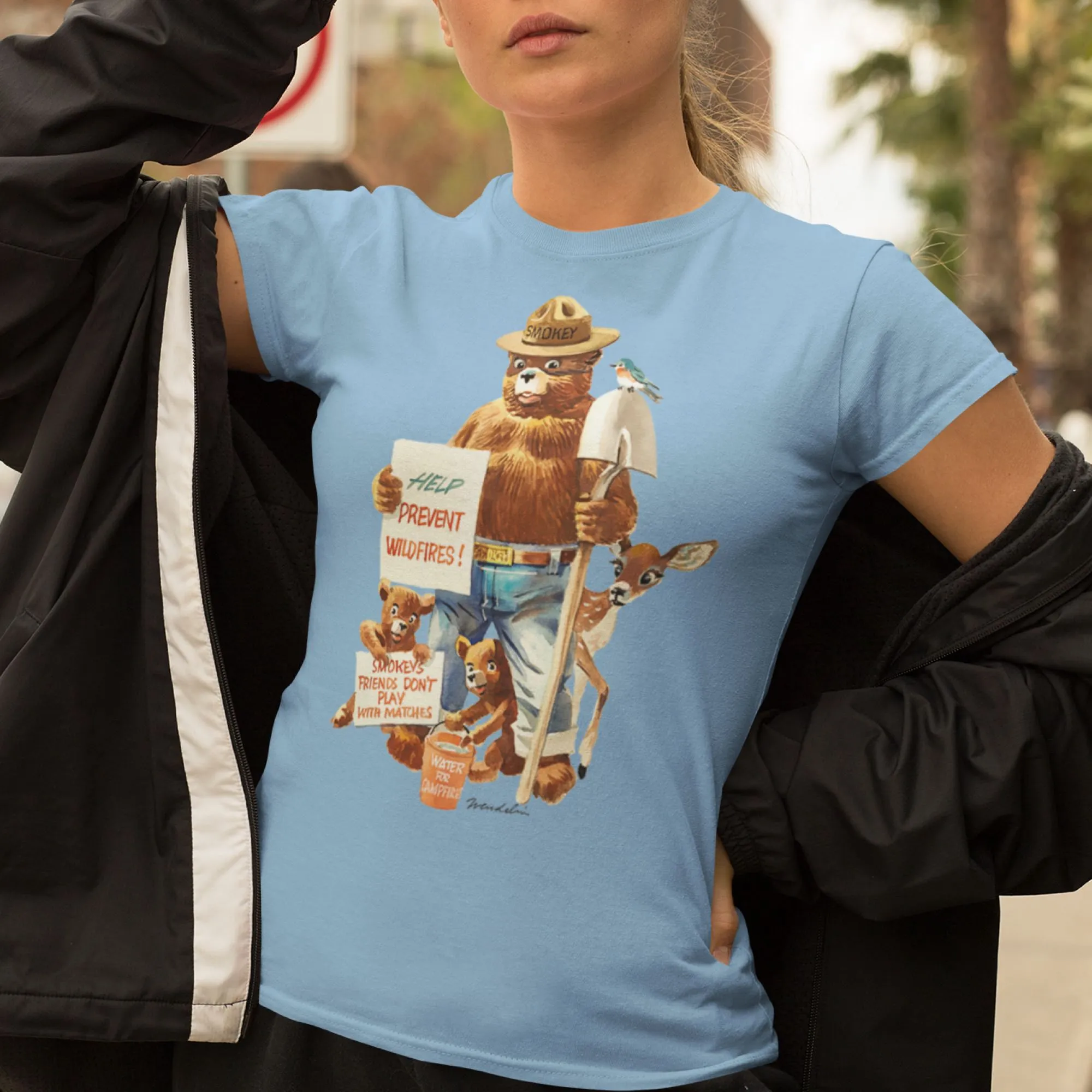 Smokey Bear "Friends Don't Play With Matches" Women's Tee