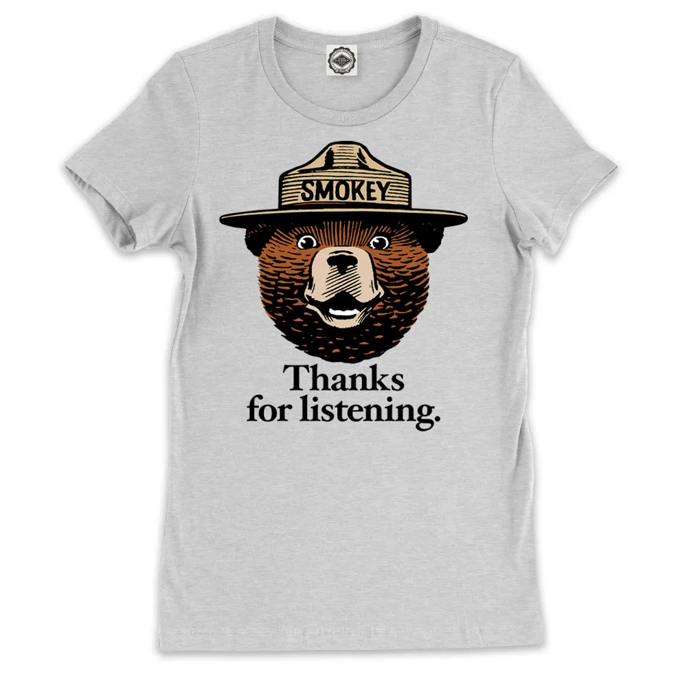 Smokey Bear "Thanks For Listening" Women's Tee