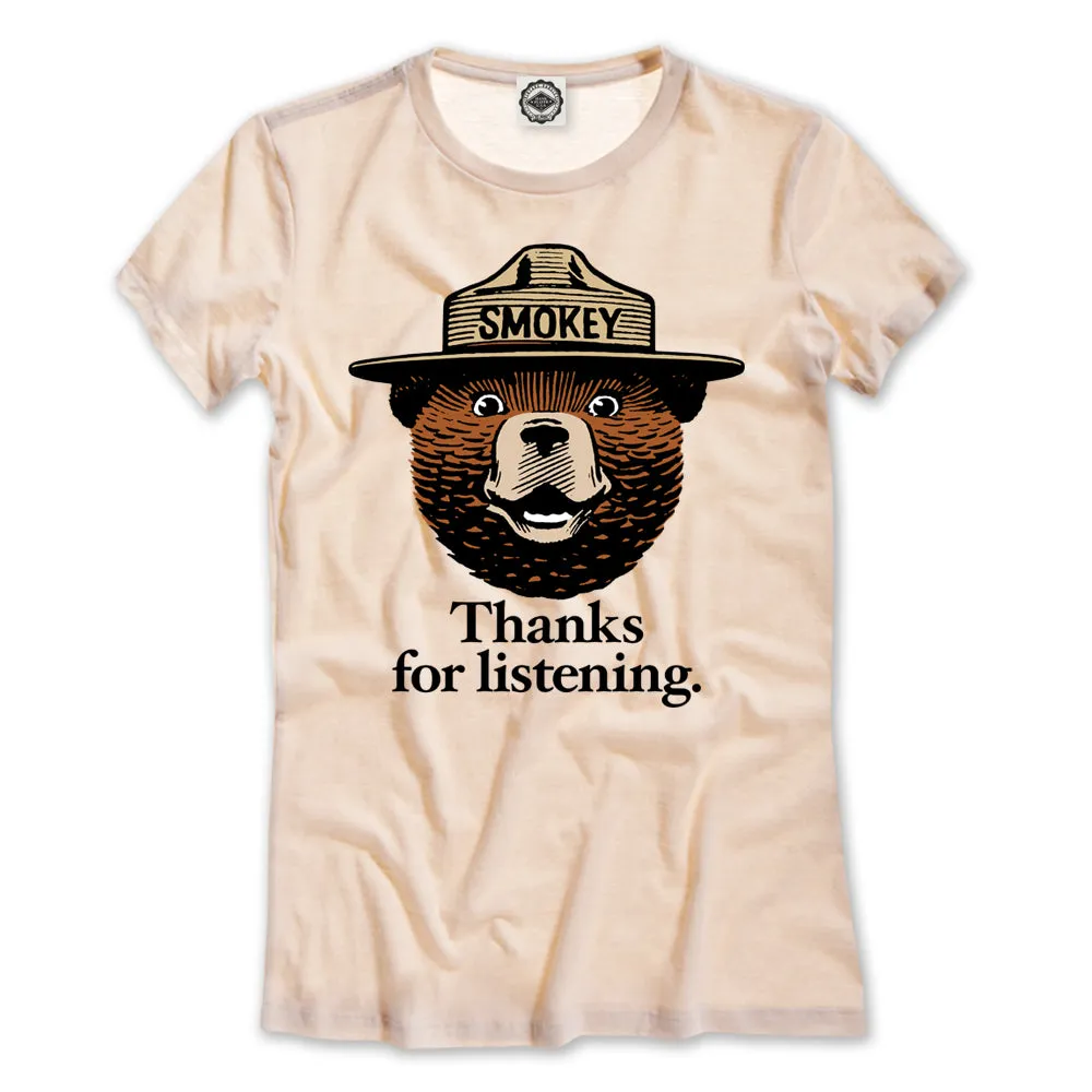 Smokey Bear "Thanks For Listening" Women's Tee