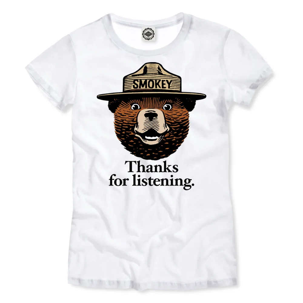 Smokey Bear "Thanks For Listening" Women's Tee