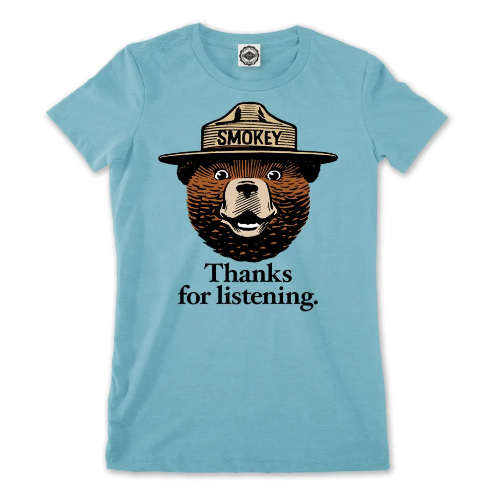 Smokey Bear "Thanks For Listening" Women's Tee