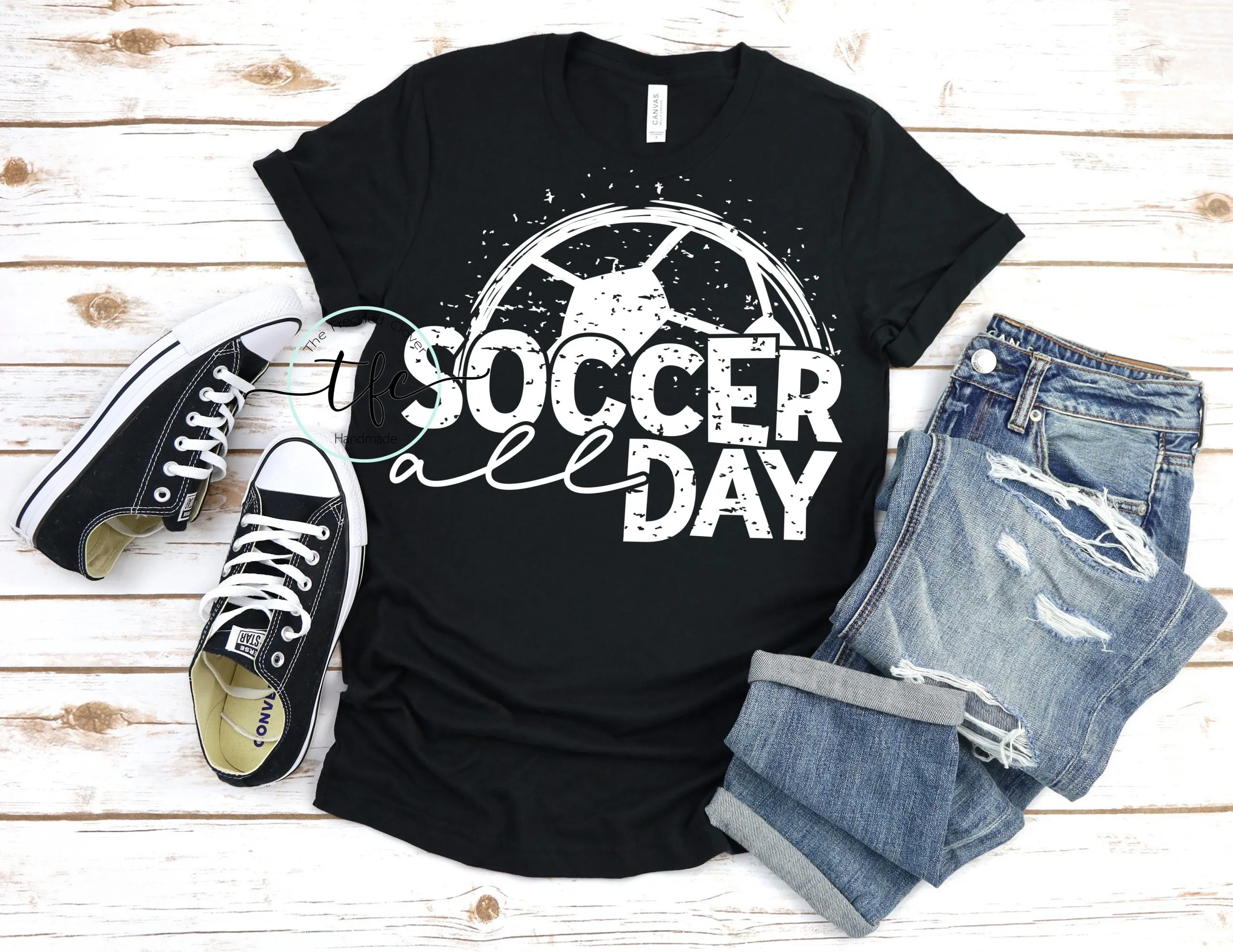 {Soccer All Day} screen print tee