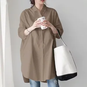 Solid Khaki Oversized Shirt