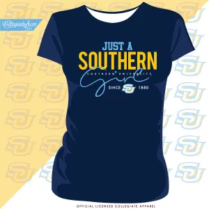 SOUTHERN UNIV. | Just A Girl Navy Ladies Tees (**)