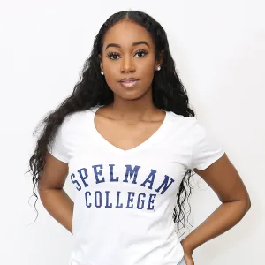 SPELMAN | UNIV ARCH Ladies White V-Neck Tees (**)