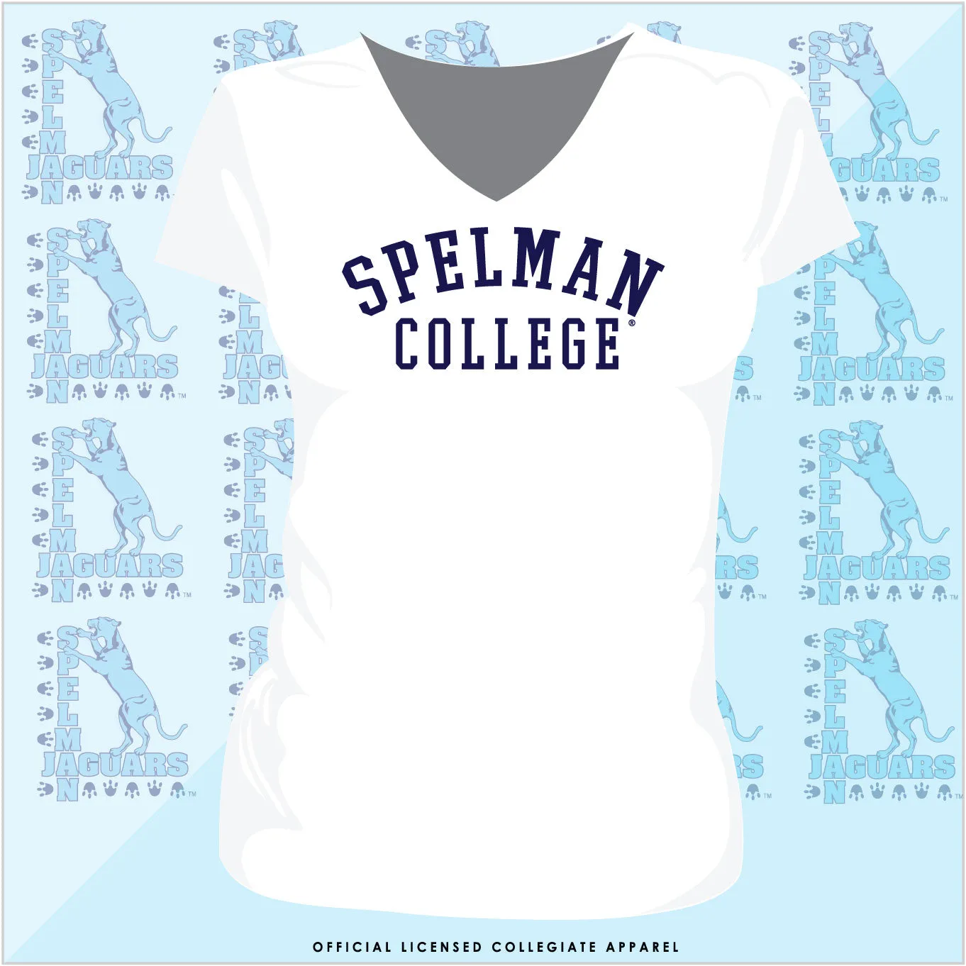 SPELMAN | UNIV ARCH Ladies White V-Neck Tees (**)