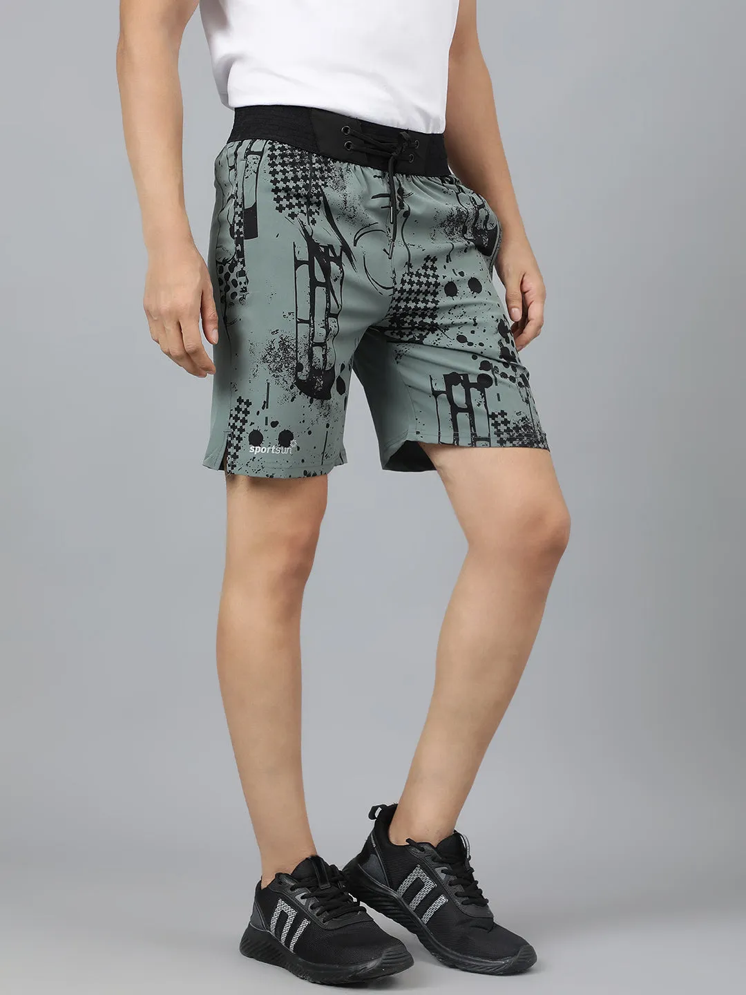 Sport Sun Green Printed Men NS Lycra Shorts