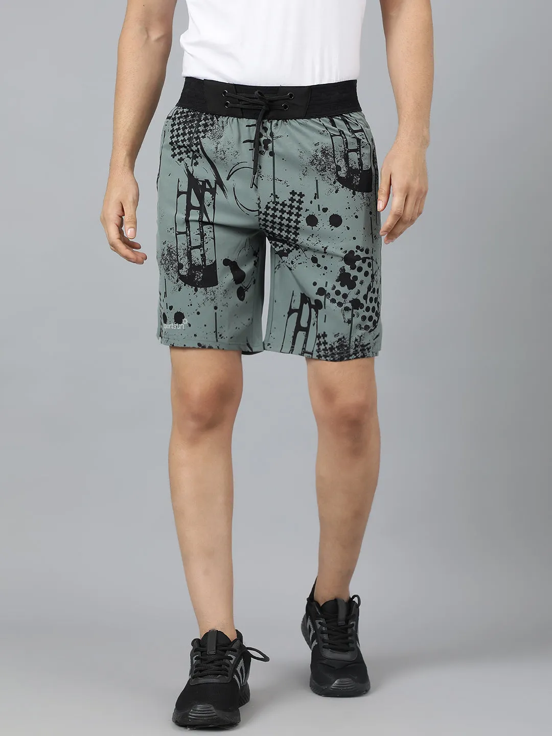 Sport Sun Green Printed Men NS Lycra Shorts