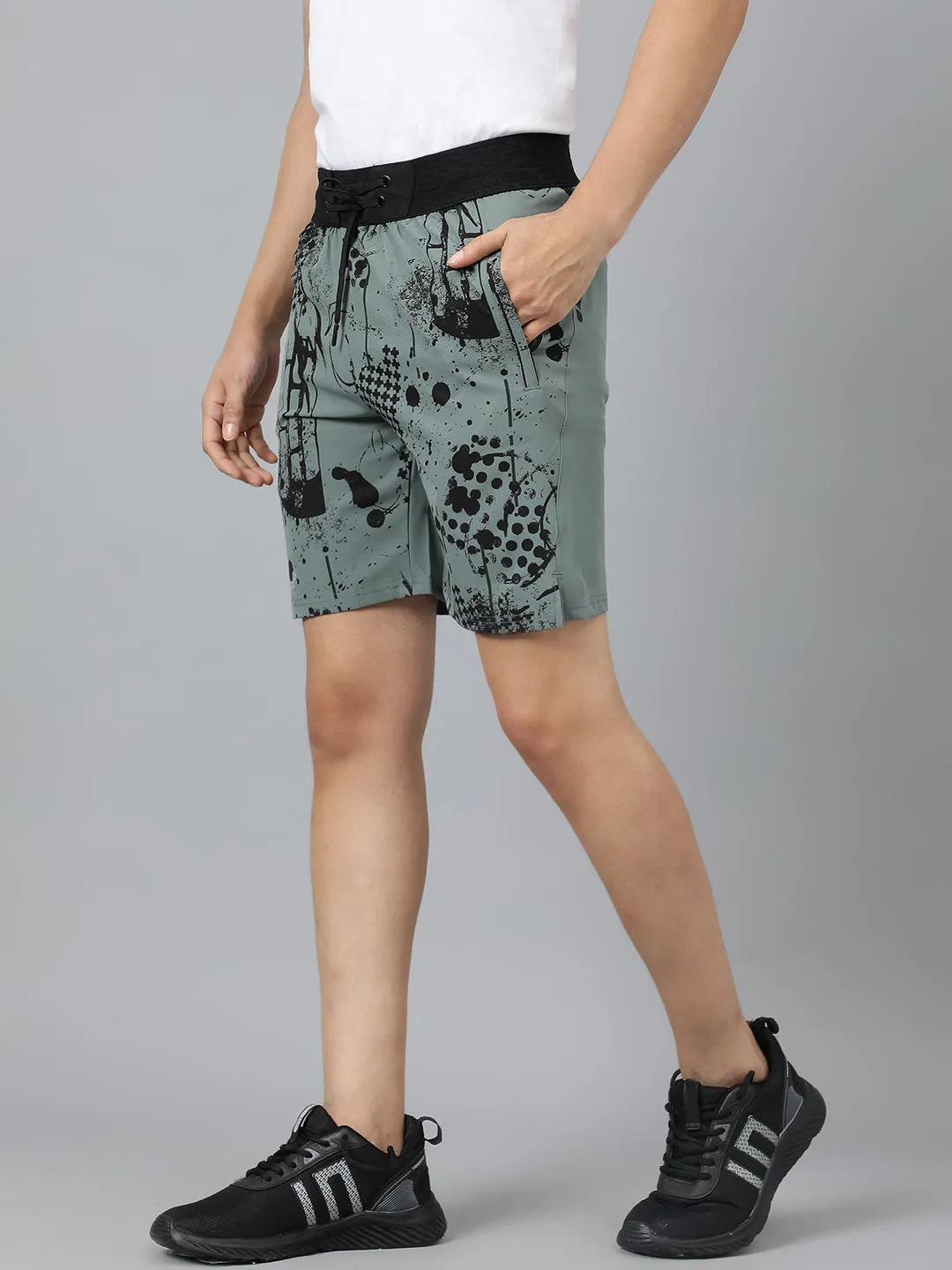 Sport Sun Green Printed Men NS Lycra Shorts