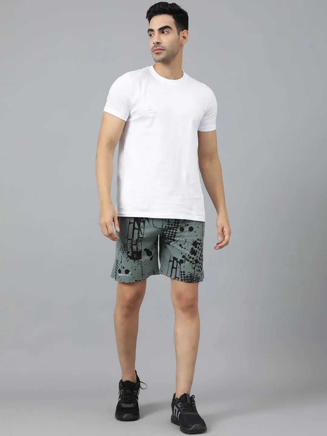 Sport Sun Green Printed Men NS Lycra Shorts