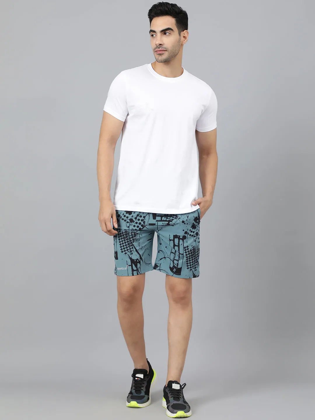 Sport Sun Ice Blue Printed Men NS Lycra Shorts
