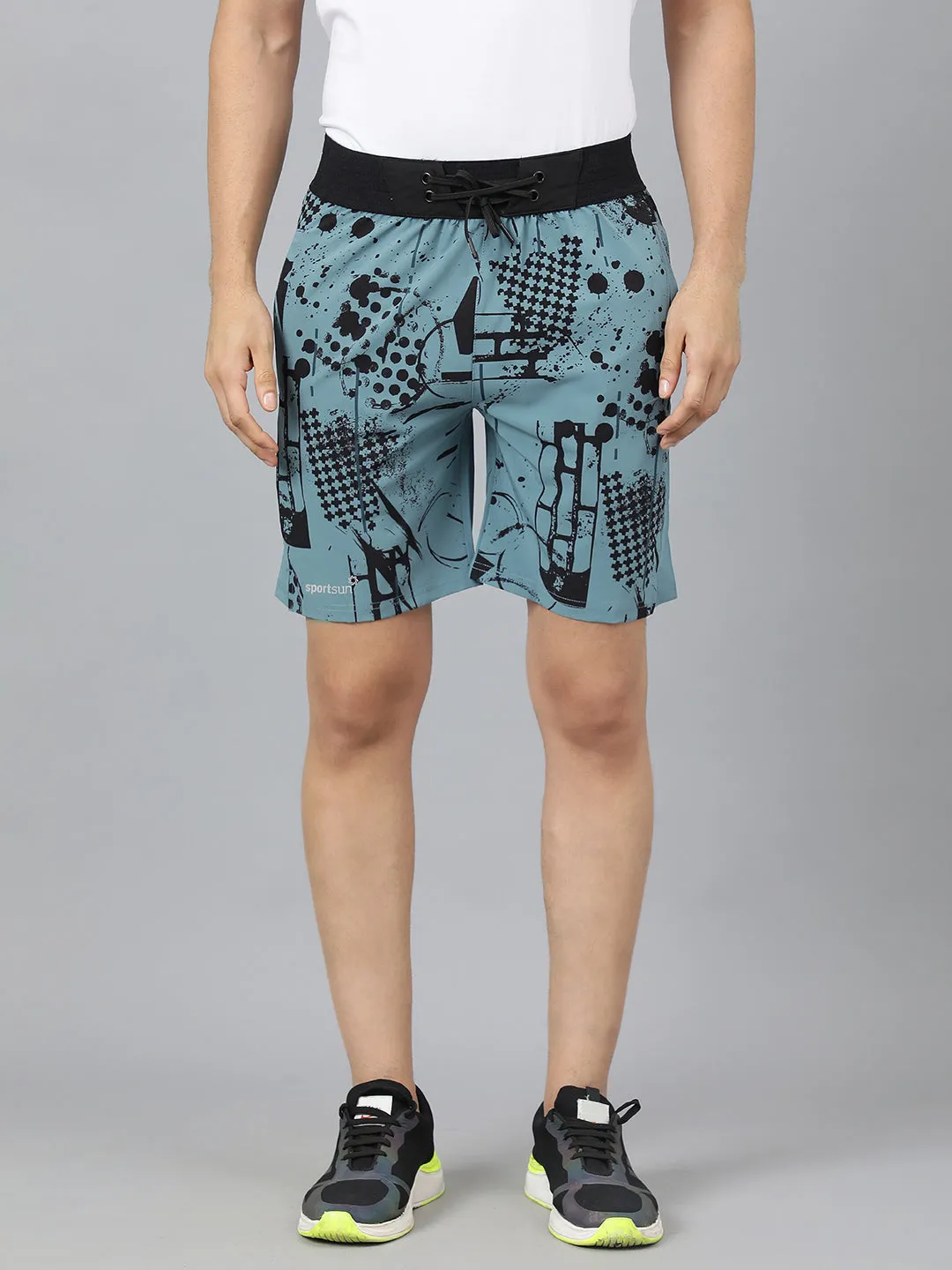 Sport Sun Ice Blue Printed Men NS Lycra Shorts