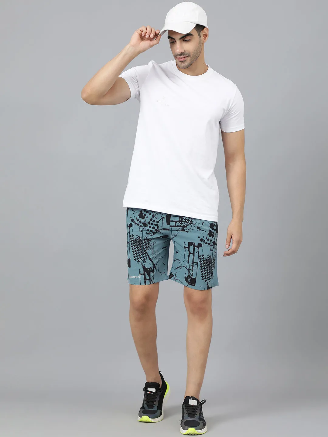 Sport Sun Ice Blue Printed Men NS Lycra Shorts