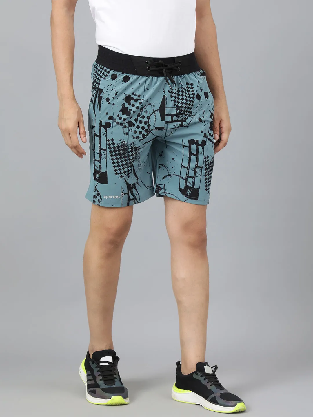 Sport Sun Ice Blue Printed Men NS Lycra Shorts