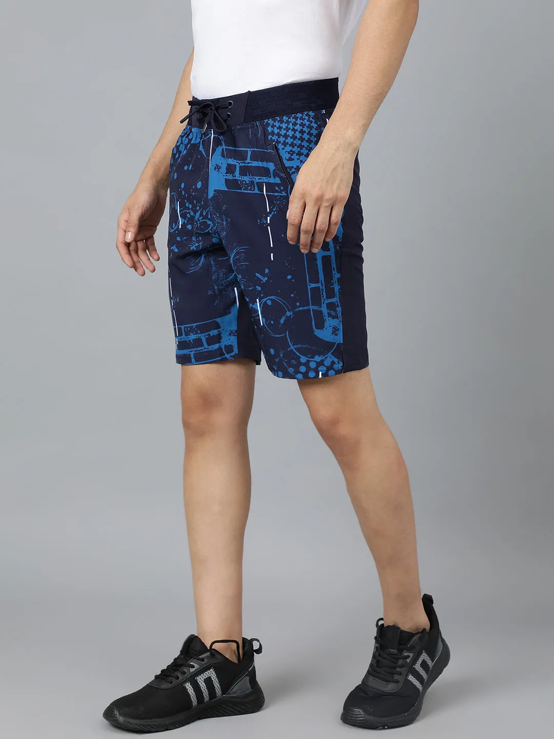 Sport Sun Navy Blue Printed Men NS Lycra Shorts
