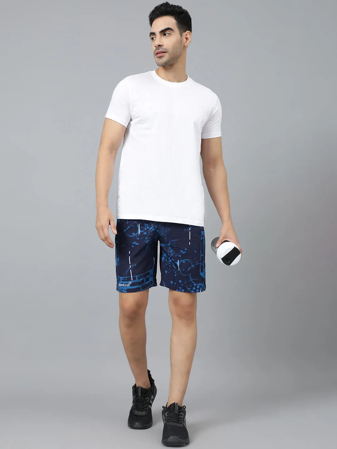 Sport Sun Navy Blue Printed Men NS Lycra Shorts
