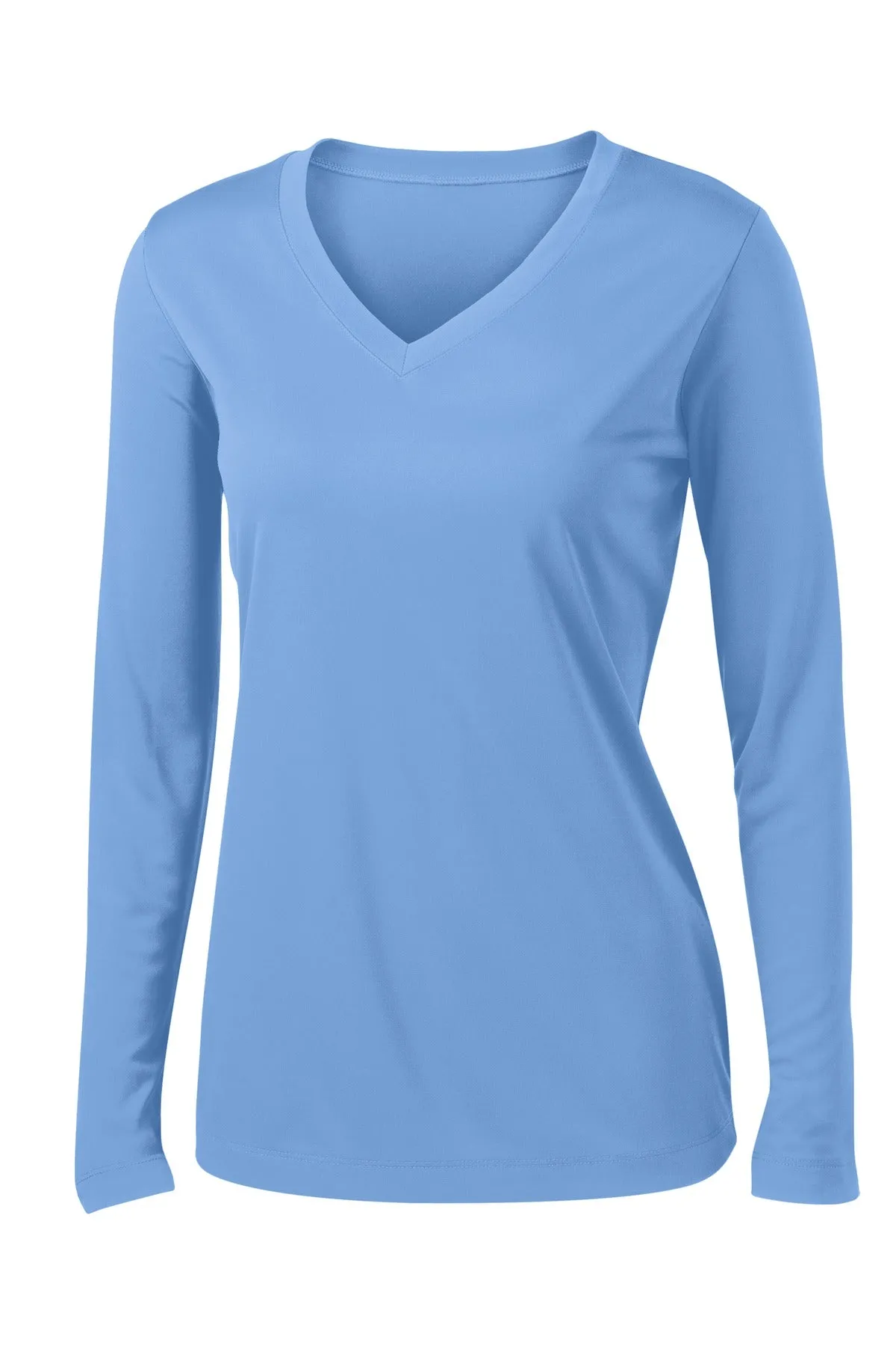 Sport-Tek Women's Long Sleeve PosiCharge Competitor V-Neck Tee. LST353LS Carolina Blue