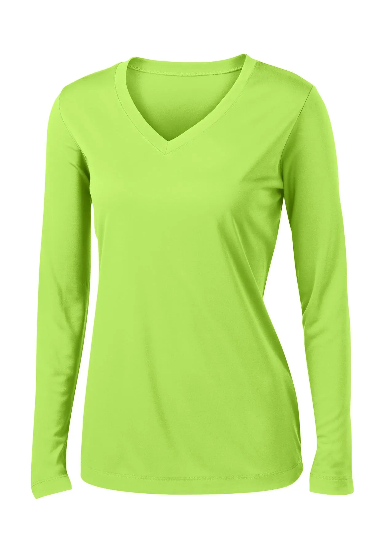 Sport-Tek Women's Long Sleeve PosiCharge Competitor V-Neck Tee. LST353LS Lime Shock
