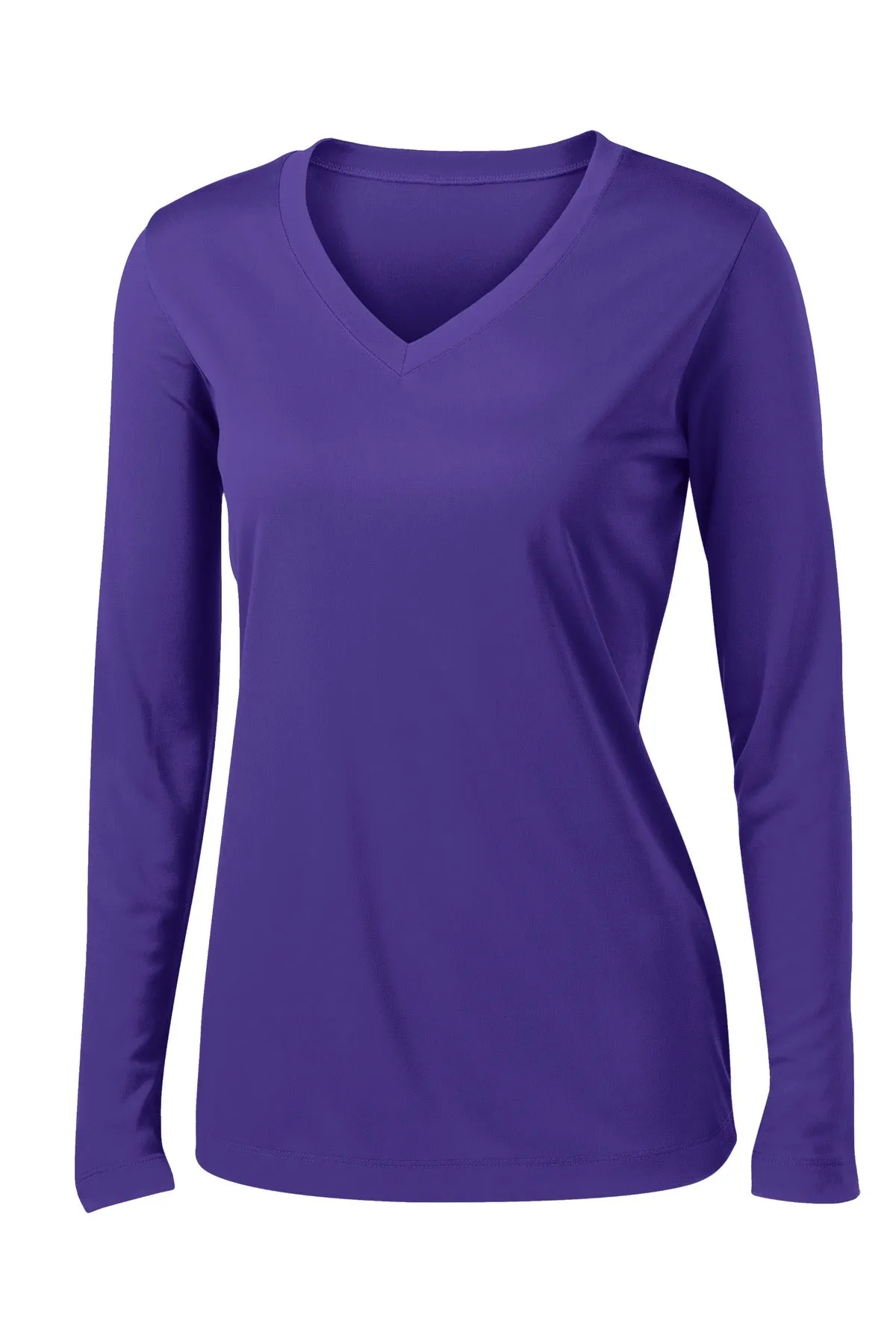 Sport-Tek Women's Long Sleeve PosiCharge Competitor V-Neck Tee. LST353LS Purple