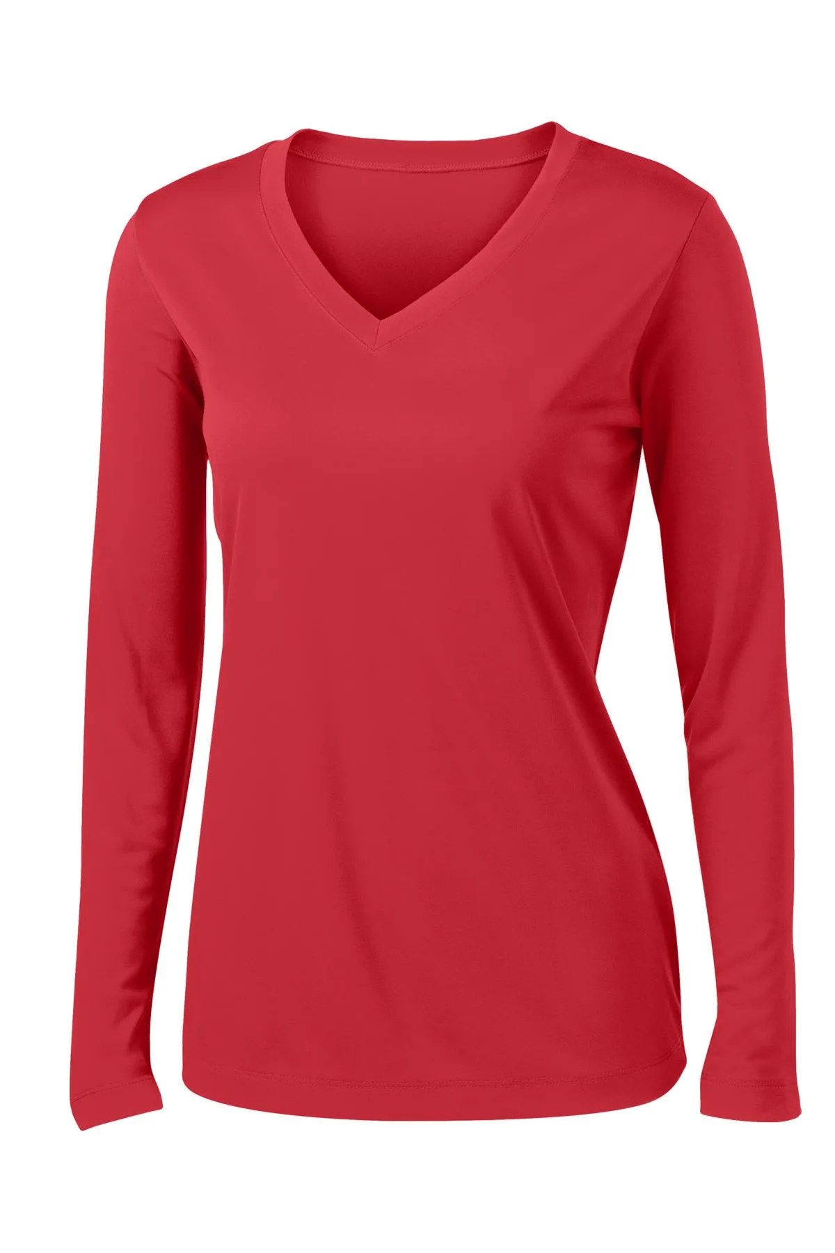 Sport-Tek Women's Long Sleeve PosiCharge Competitor V-Neck Tee. LST353LS True Red