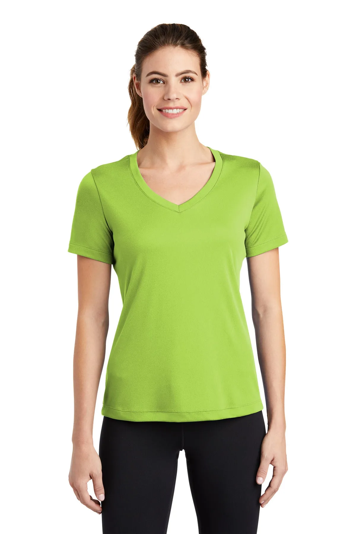 Sport-Tek Women's PosiCharge Competitor V-Neck Tee. LST353 Lime Shock
