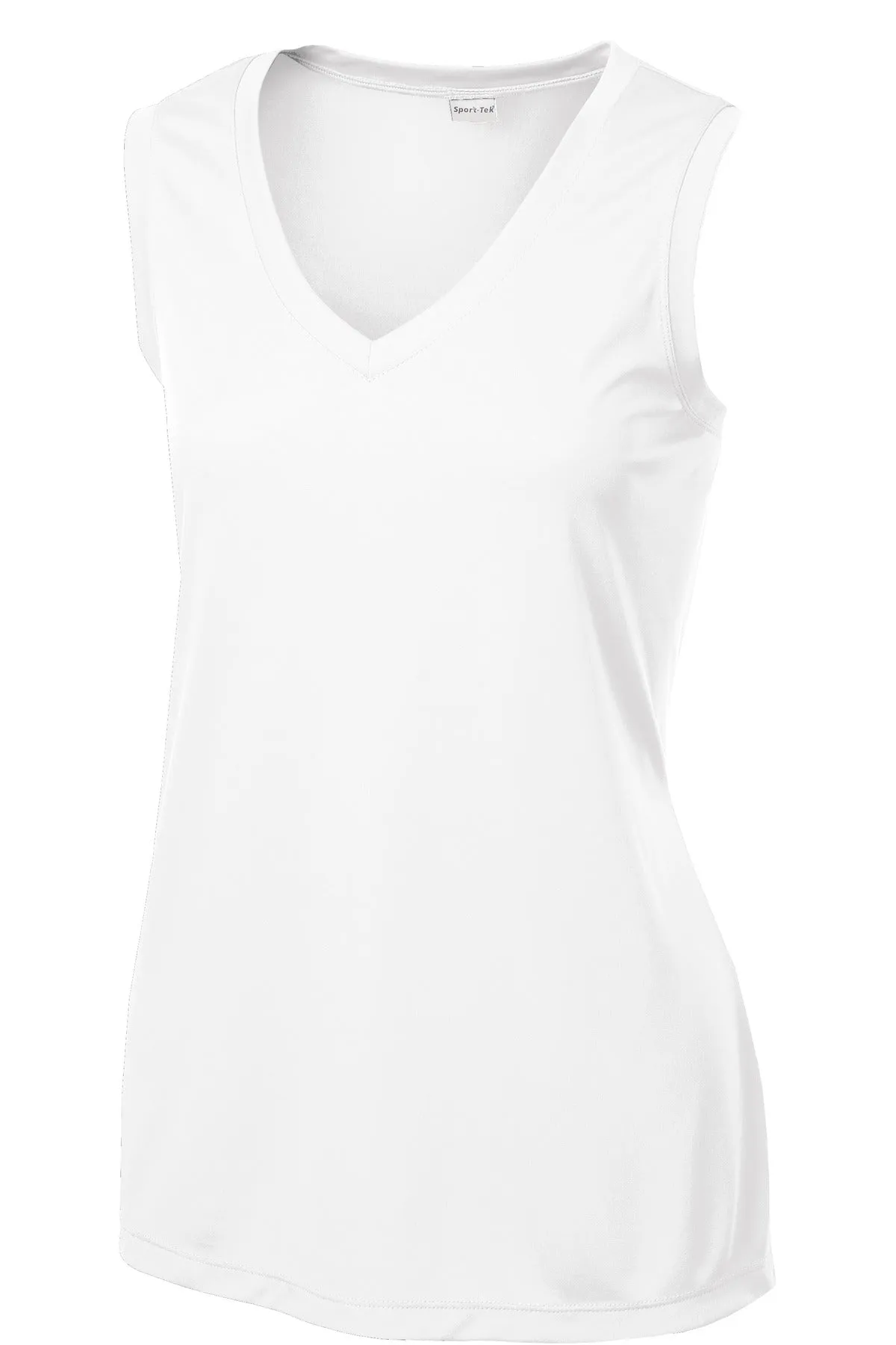 Sport-Tek Women's Sleeveless PosiCharge Competitor V-Neck Tee. LST352 White