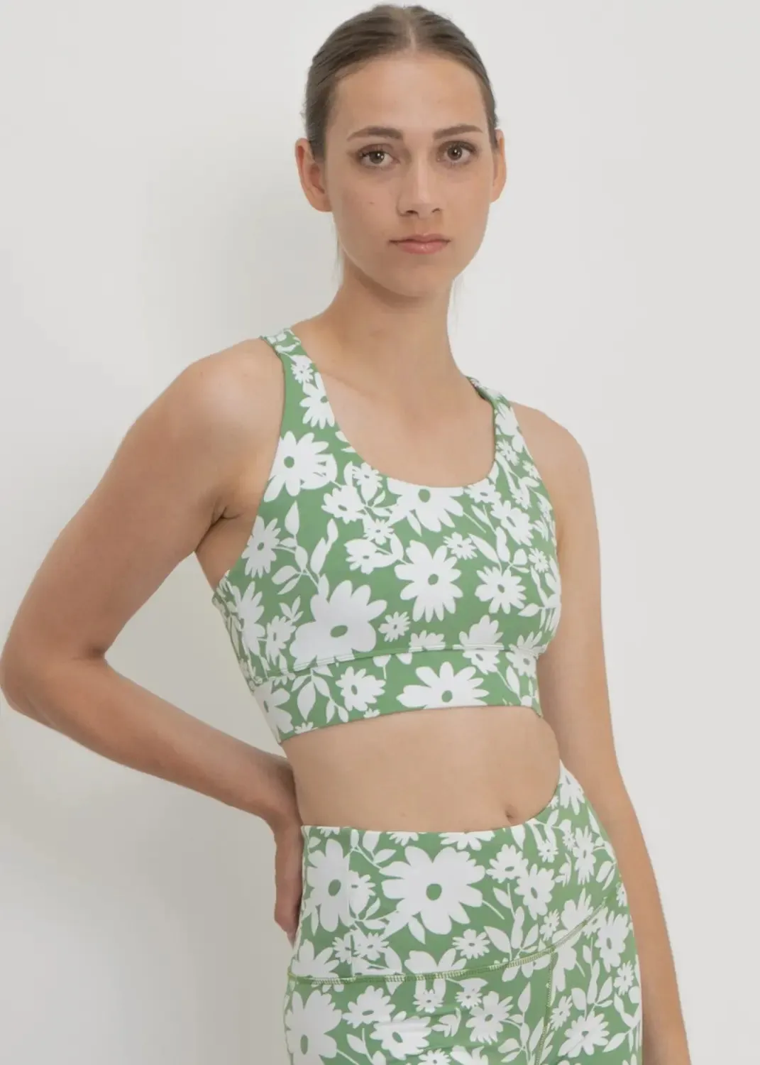 Sports Bra Ubud in Green Moonflower