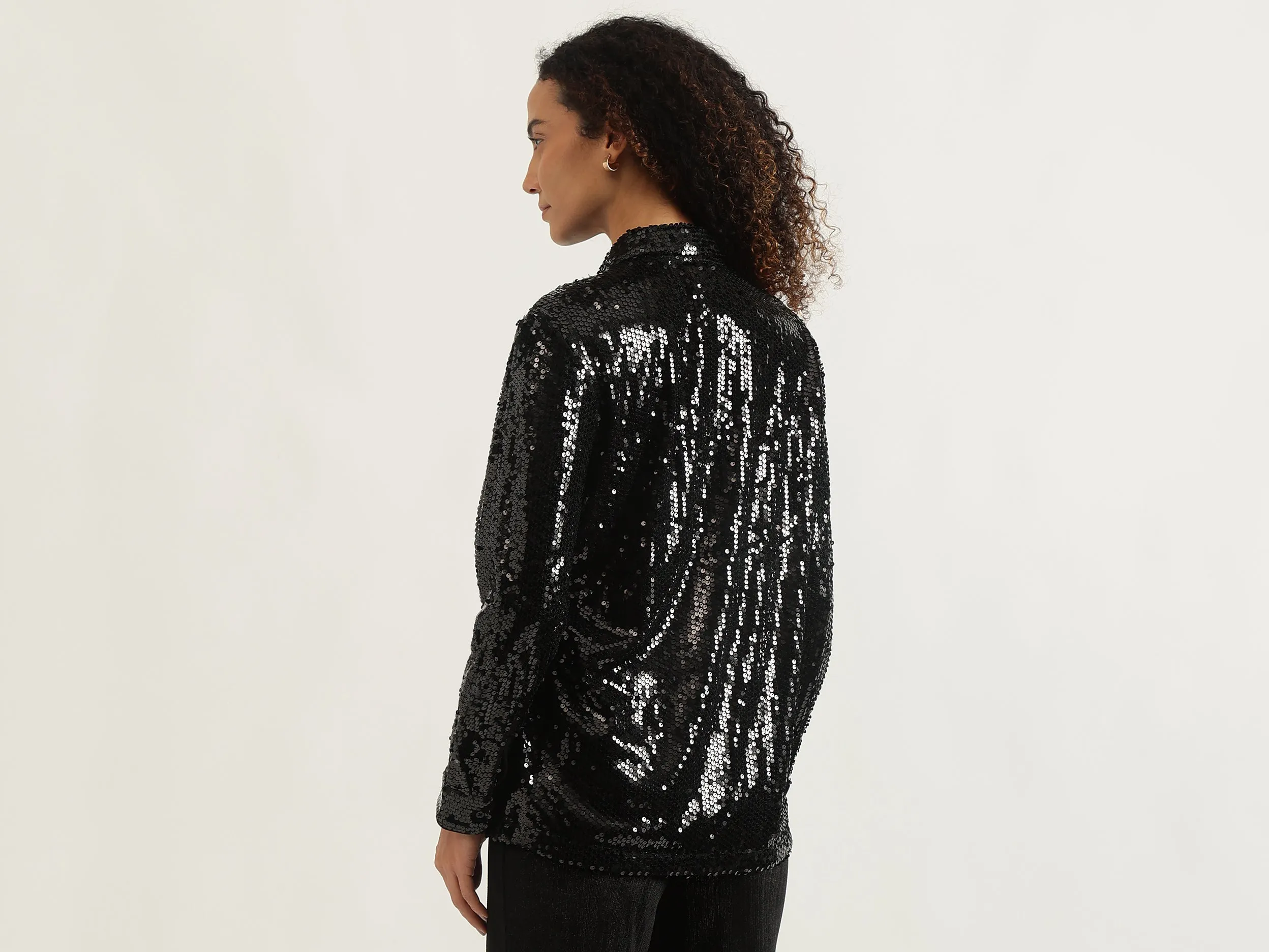 Spread Collar Embellished Shirt